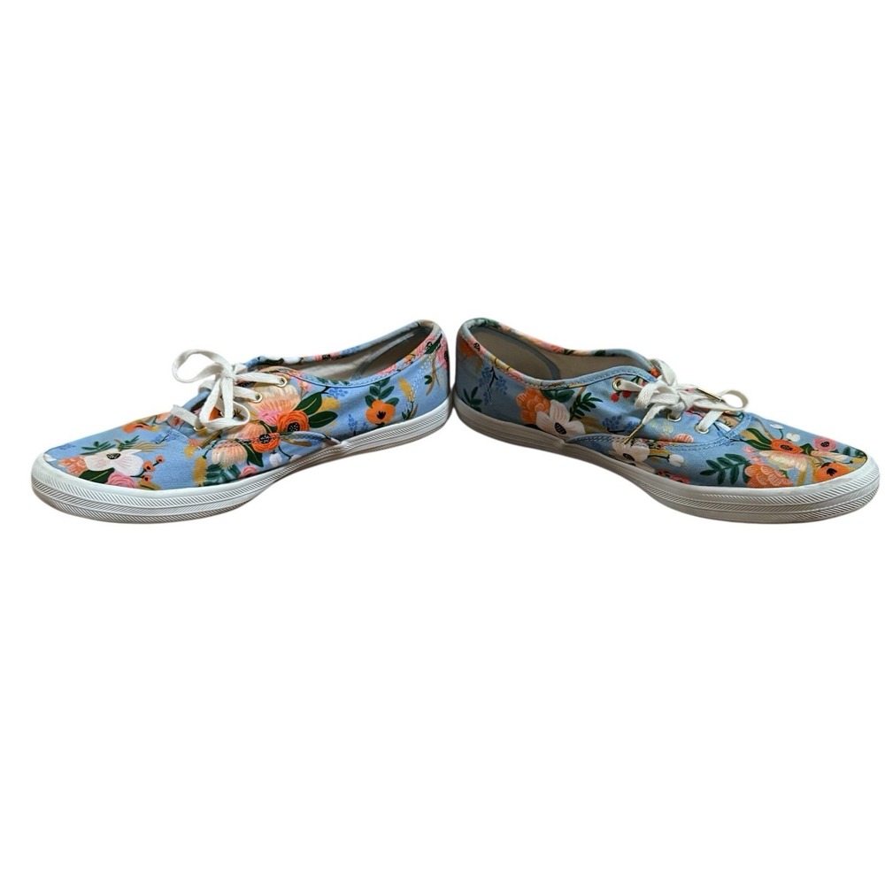 Keds Rifle Paper Co Garden Party Sneakers Womens 9.5 Blue Lace Up Floral Shoes - Picture 3 of 8